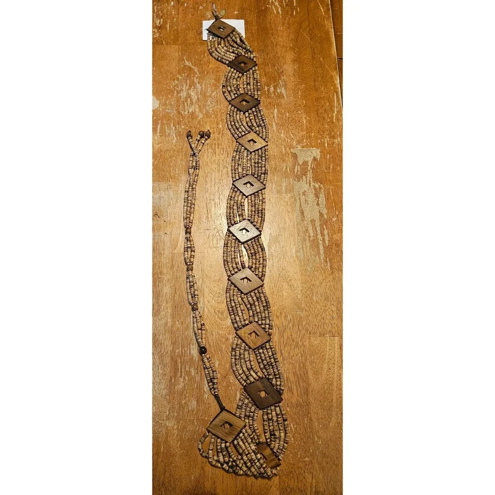 Vintage Bohemian Beaded Belt Accessory Small/Medium Nordstrom Unique Brown